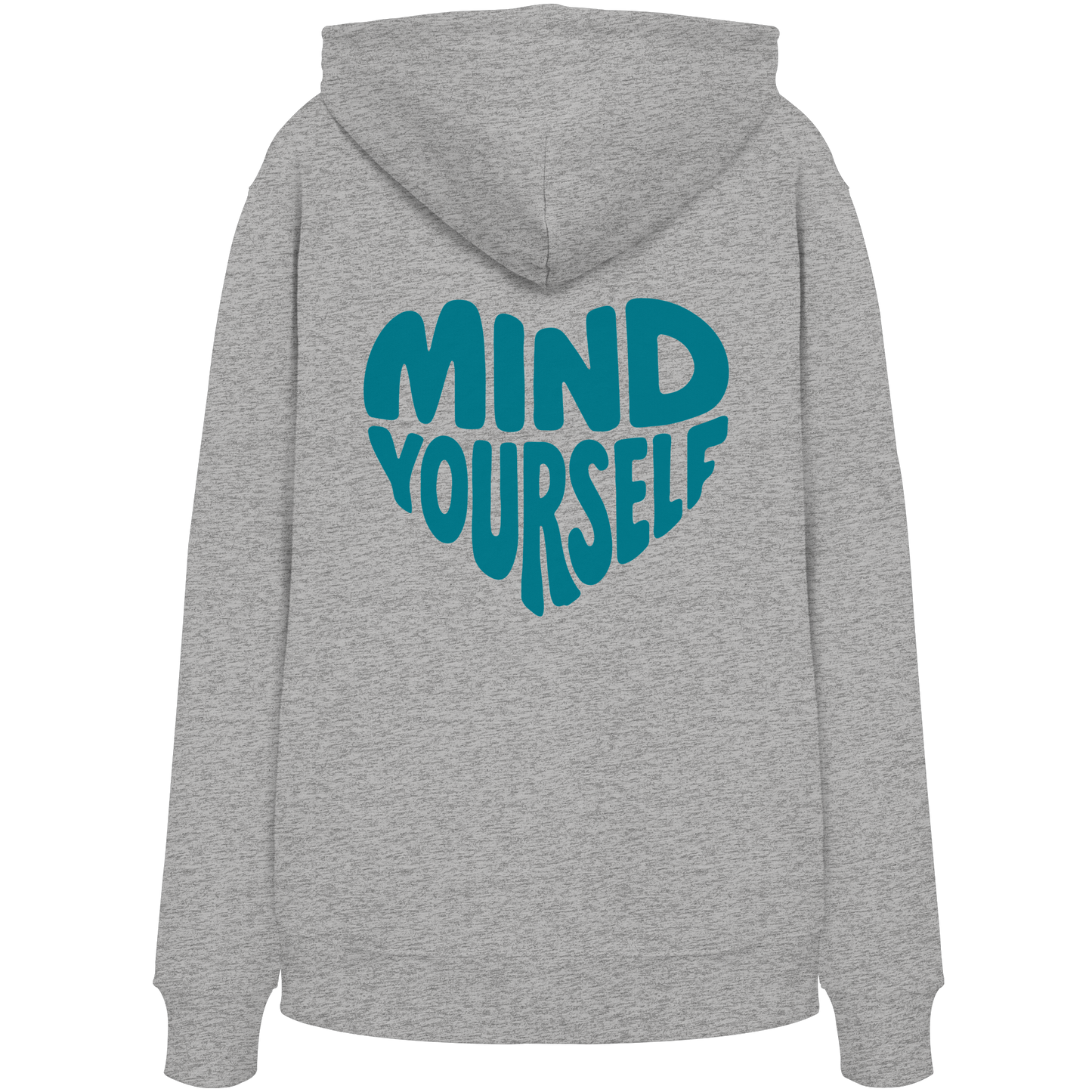 Mind Yourself backprint cyan  - Organic Hoodie